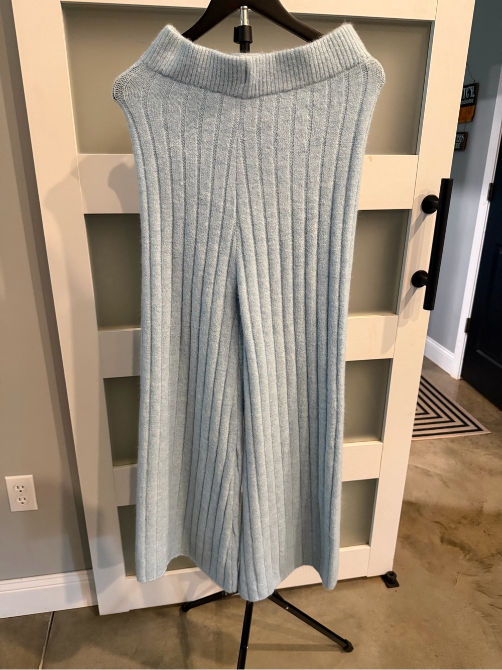 Sincerely Jules Light Blue Ribbed Wide Leg Pants